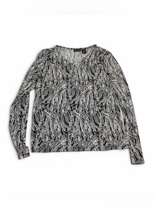 Tahari Tops - Tahari Soft Knit Top Abstract Print V-Neck Long Sleeve Y2K Work Casual Shirt M